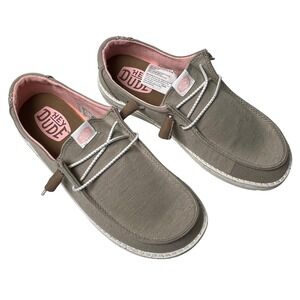 New Hey Dude Wendy Heathered Stretch Loafers Women's Sz 8 Quarry Grey Pink Shoes